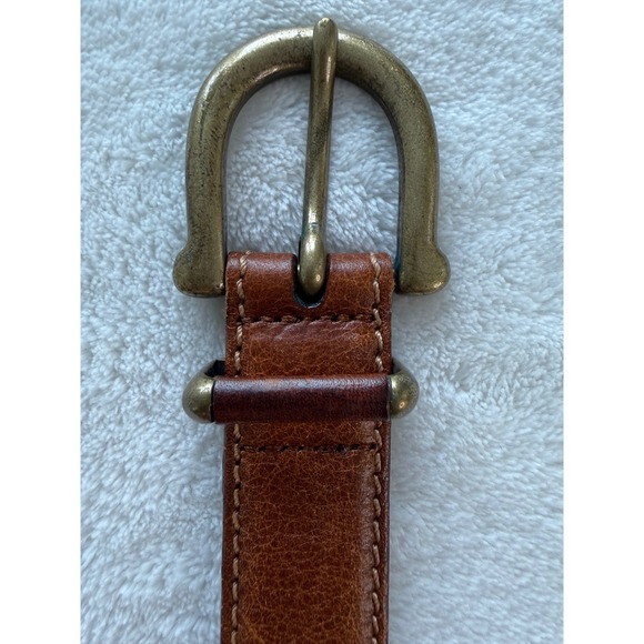 Talbots Accessories - Talbots Geniune Leather Brown Belt Medium 1 Inch Wide Brass Buckle Classic